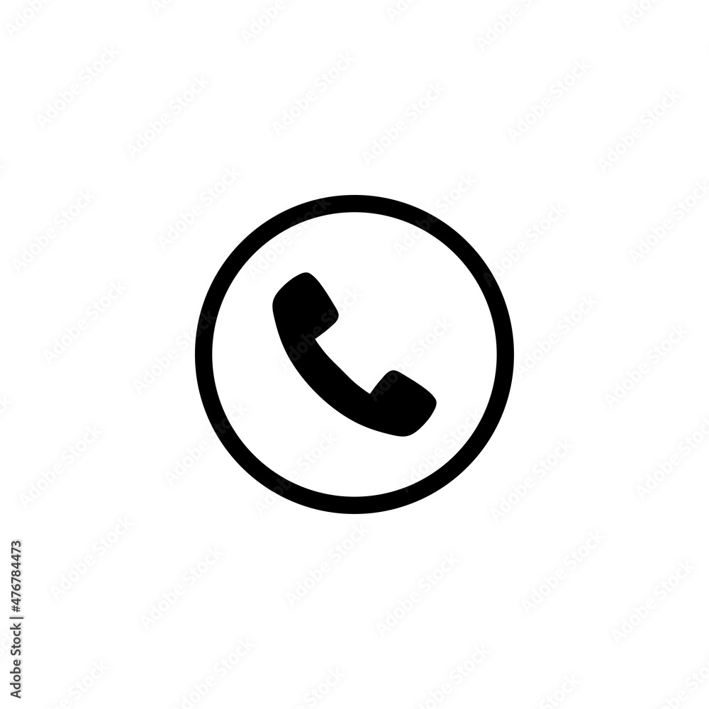 Circle with phone icon on white background Circle with phone icon on white background