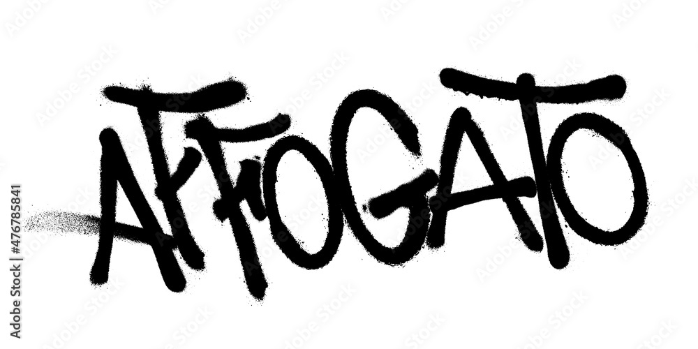 Sprayed affogato font graffiti with overspray in black over white. Vector illustration. Sprayed affogato font graffiti with overspray in black over white. Vector illustration.