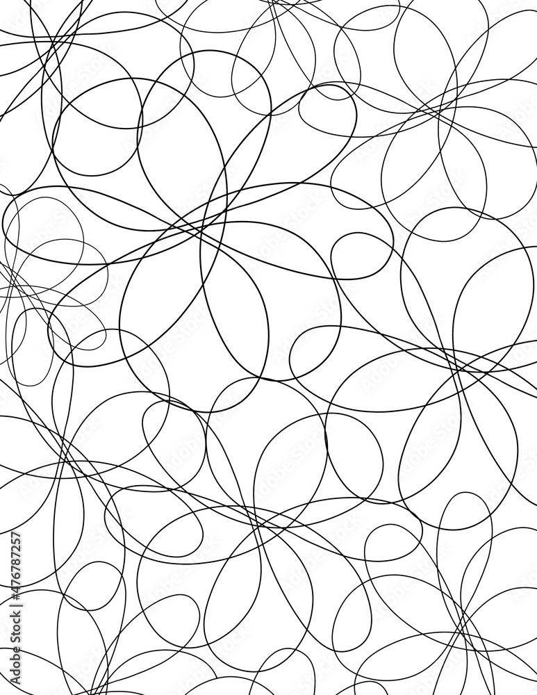 Floral abstract lines hand drawn, coloring pages for kids and adults.