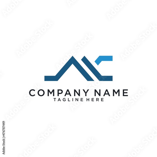 MC or CM initial letter logo design.