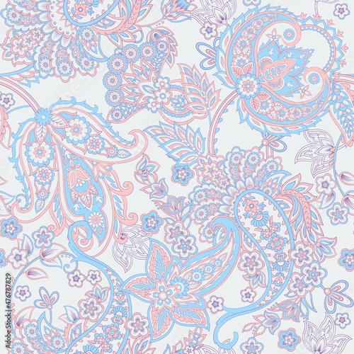 Damask paisley seamless vector pattern. Floral textile background