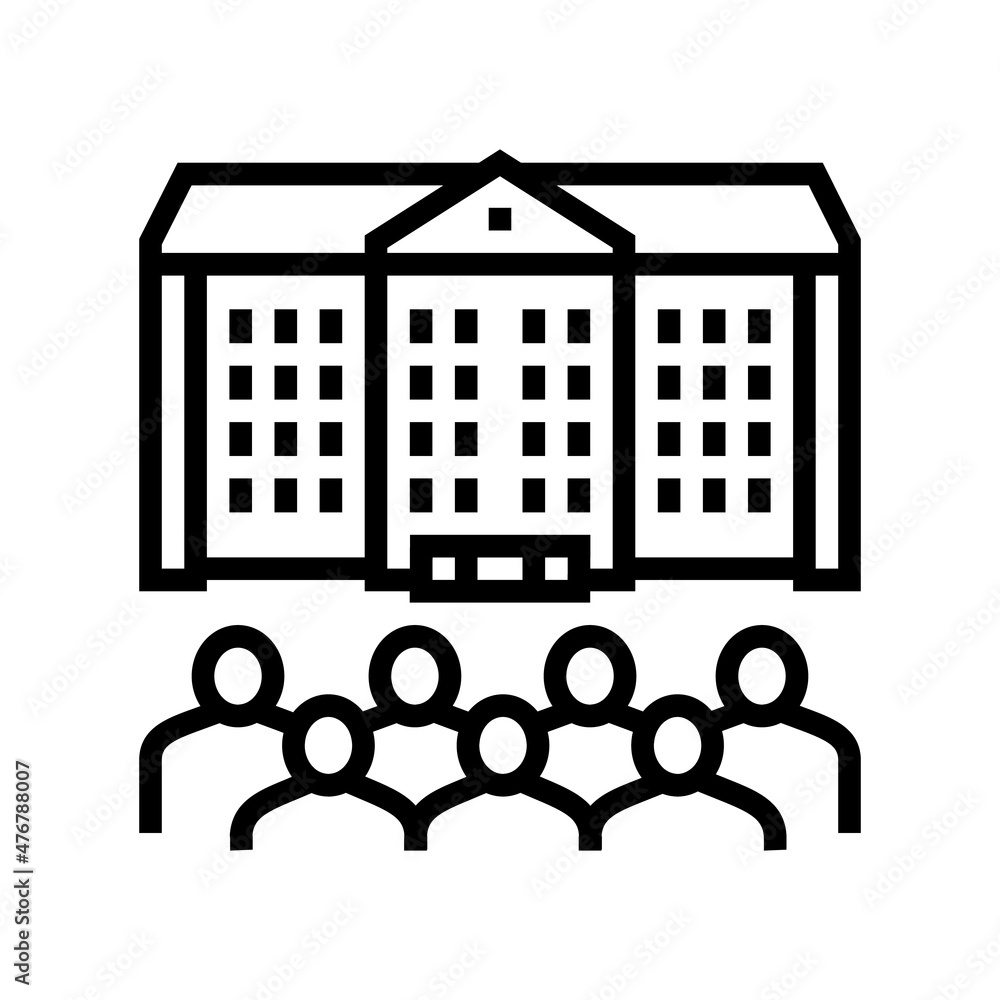 residence hall line icon vector. residence hall sign. isolated contour symbol black illustration