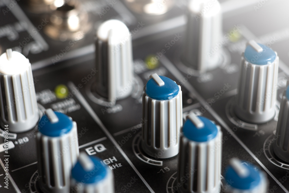 sound mixer and faders close up music studio sound mixer and faders close up music studio