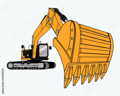 front view excavator vector