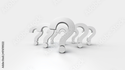 3D illustrations white question mark group for business corporate and advertising