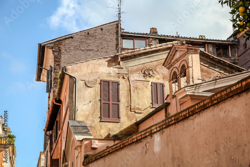 Roman street on a sunny autumn day. Rome, Italy. photo