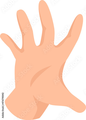 Hand human gesture, try to grab or catch. Hand palm gesture take or catch gesturing. Vector illustration