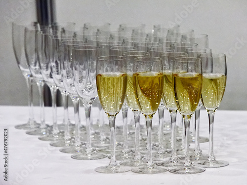 Wine glasses with drink