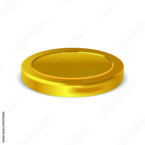 Realistic gold coin isolated on a white background. 3d rendering