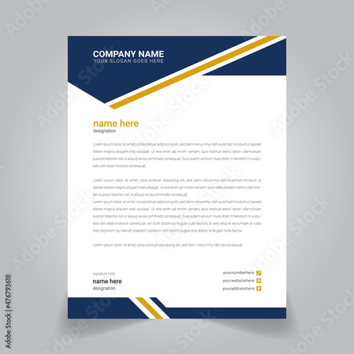 Business letterhead vector design with yellow and blue