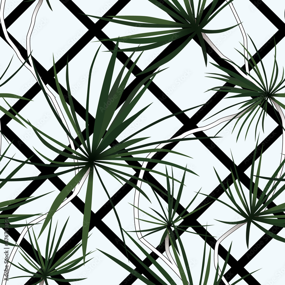 Fototapeta premium palm leaves design - seamless vector repeat pattern, use it for wrappings, fabric, packaging and other print and design projects