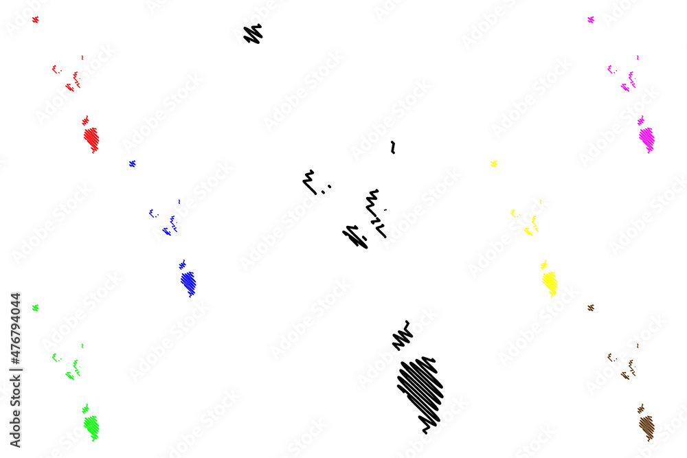 Obraz premium Nicobar district (Andaman and Nicobar Islands union territory, Republic of India) map vector illustration, scribble sketch Nicobar map