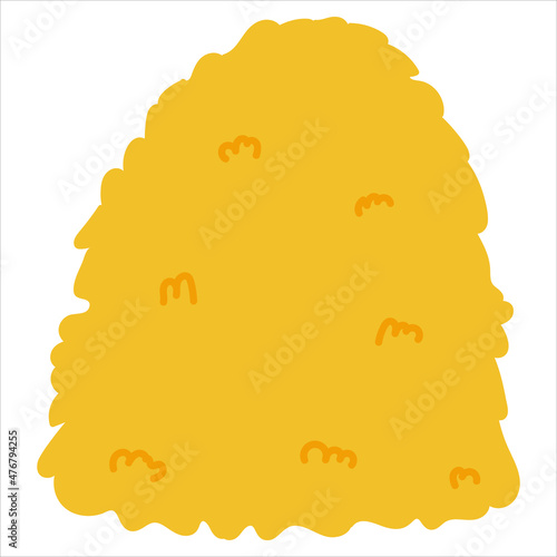 Haystack of straw in cartoon style isolated on white background for agricultural posters or eco life