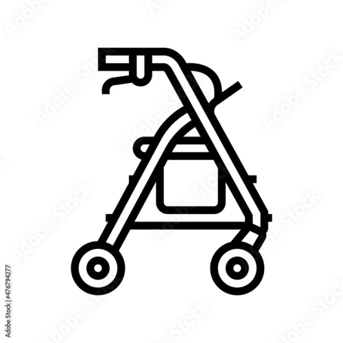 rollator adult walker line icon vector. rollator adult walker sign. isolated contour symbol black illustration