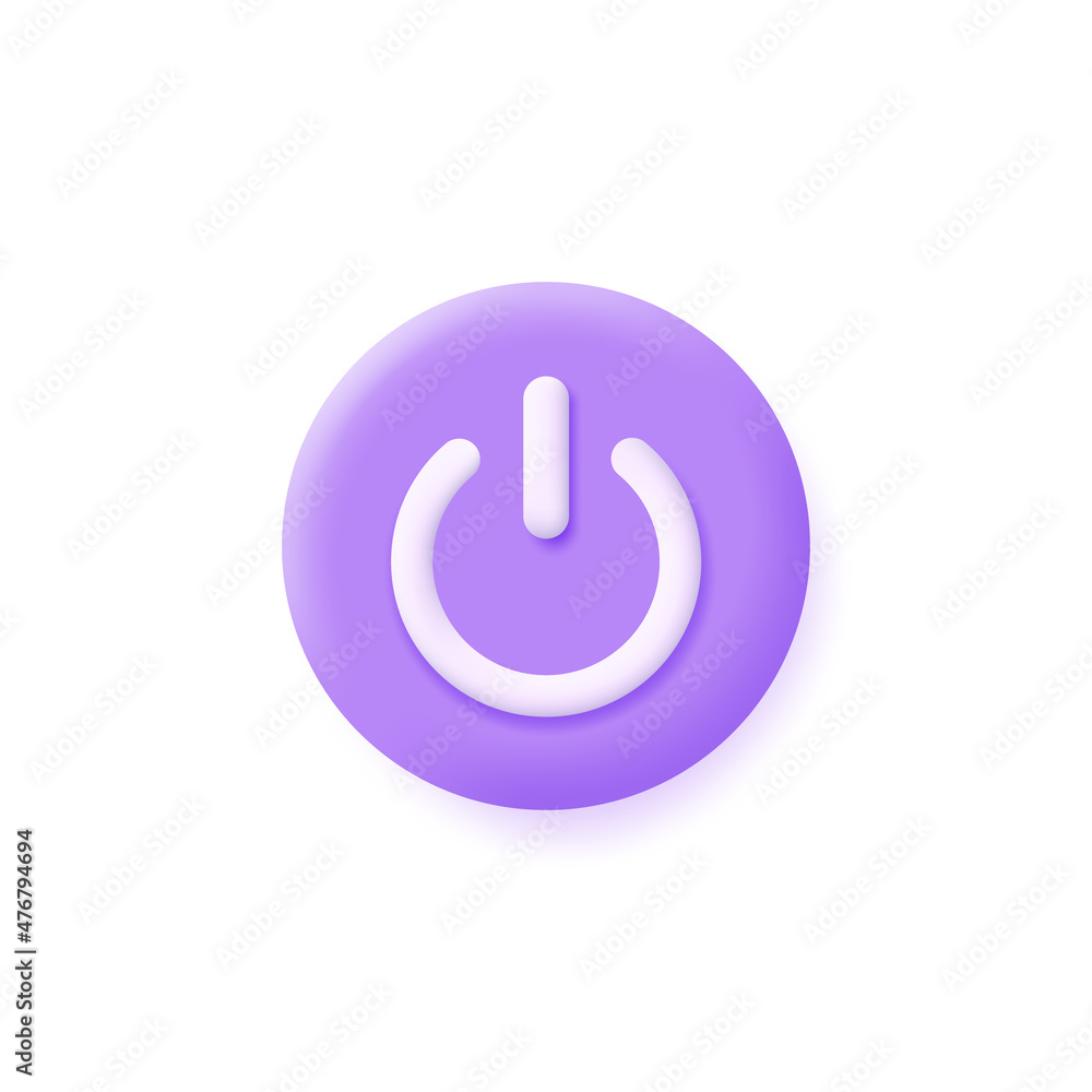 3d icon power button isolated on white background. Vector in 3d style. Can be used for many purposes. 3d icon power button isolated on white background. Vector in 3d style. Can be used for many purposes.
