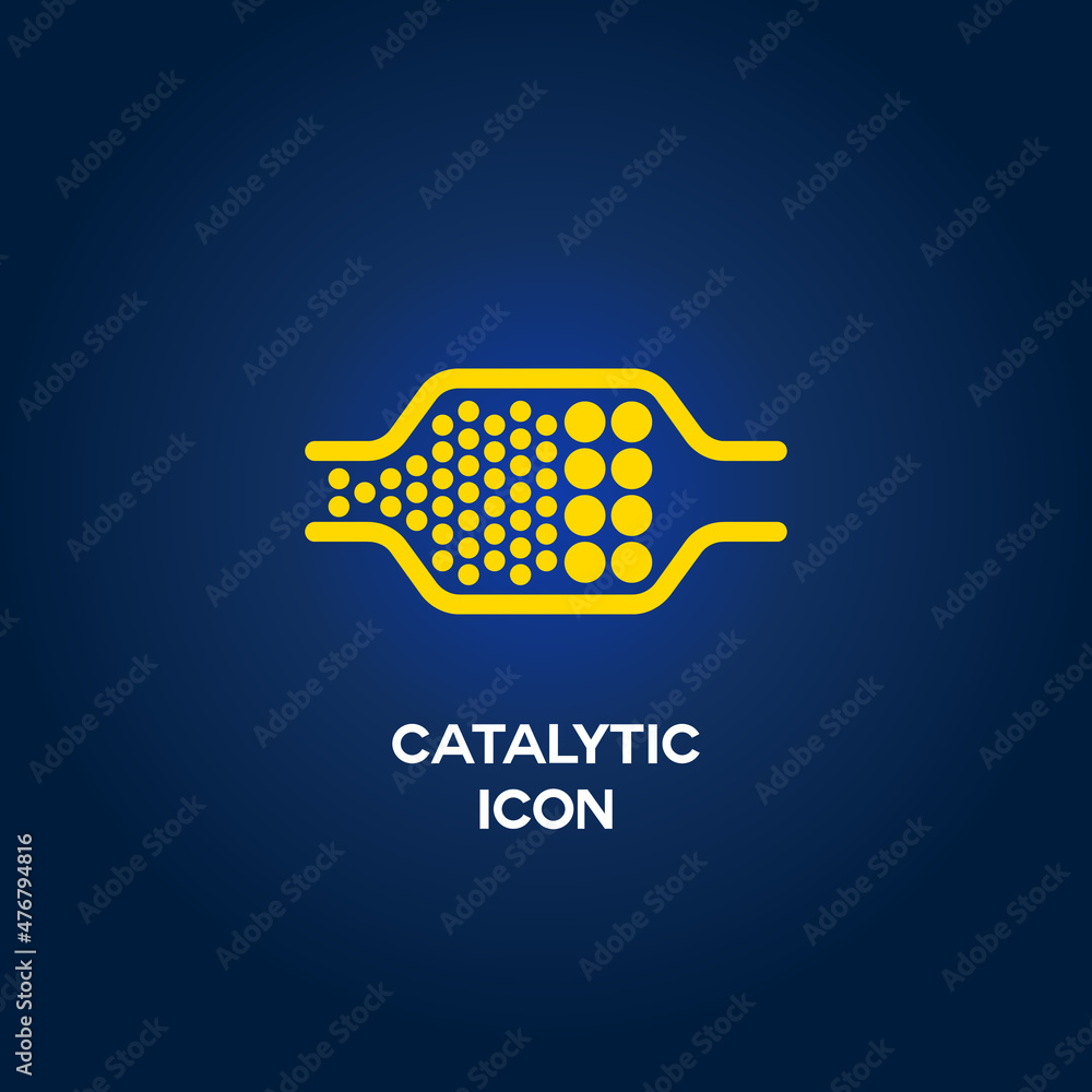 Catalyst Offloading Icon Yellow car catalytic converter system icon on sleepy background. Stock ...
