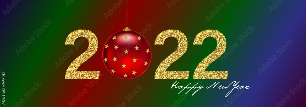 2022. New year colored banner with stylized numbers 2022. New year colored banner with stylized numbers