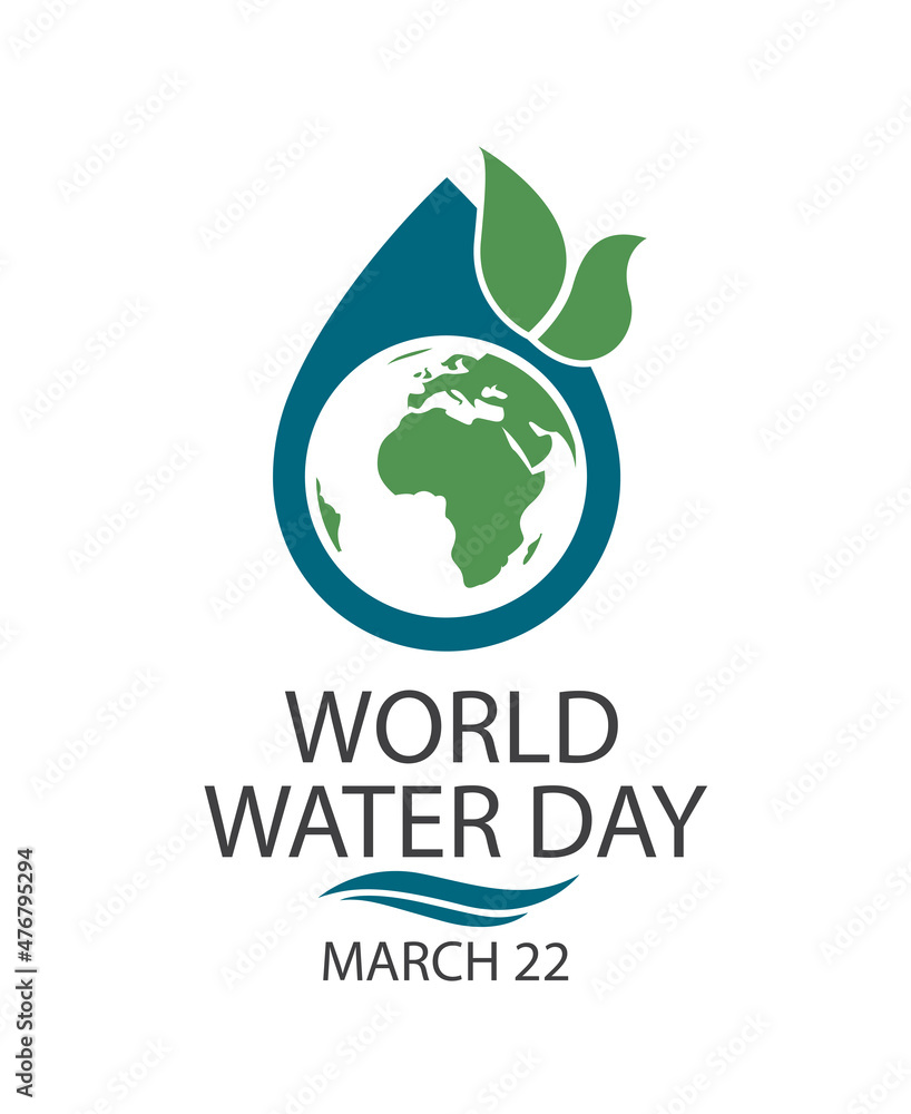 Obraz premium world water day greeting poster with earth and splash isolated on white background