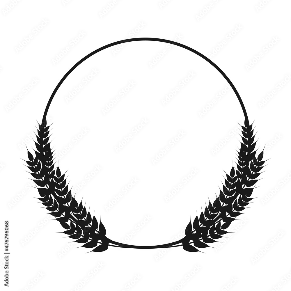 Black silhouette frame of a spike of wheat Black silhouette frame of a spike of wheat
