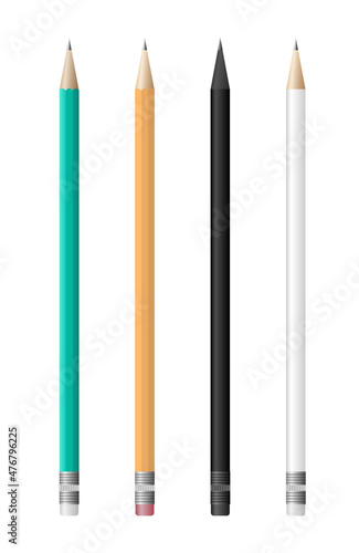 Simple pencils with eraser vector set