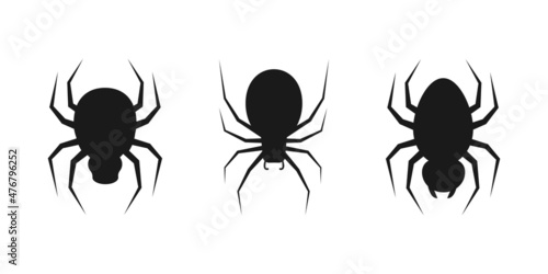 Black silhouettes of spiders vector set