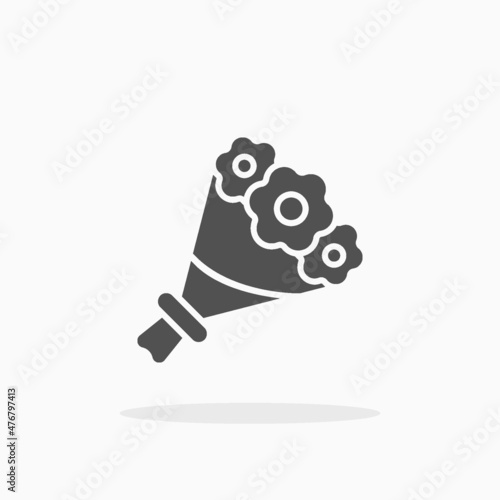 Bouquet flower icon. Solid or glyph style.