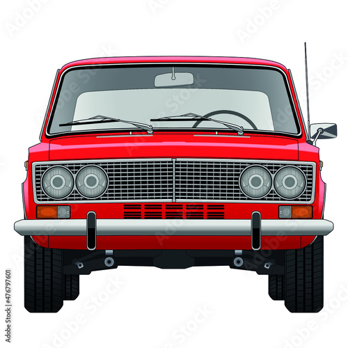 Old Soviet car in red