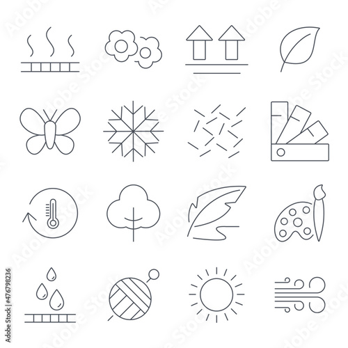 Fabric Feature icons set. Fabric Feature pack symbol vector elements for infographic web