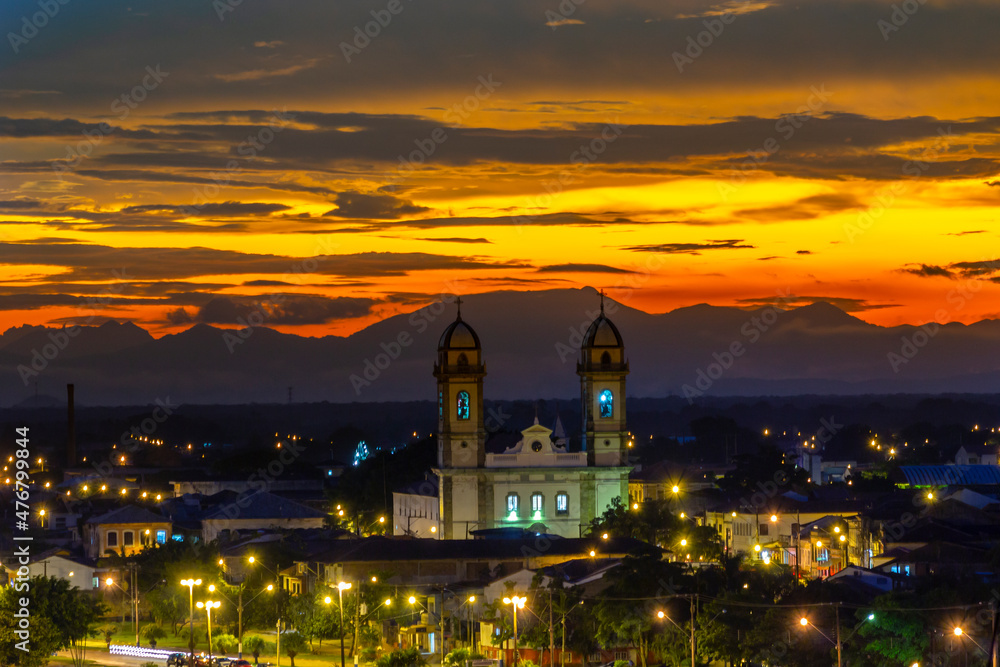 Panoramic view of the city of Iguape, in the state of Sao Paulo, one of the oldest in Brazil, highlighting the Lord Bom Jesus Sanctuary at afternoon Panoramic view of the city of Iguape, in the state of Sao Paulo, one of the oldest in Brazil, highlighting the Lord Bom Jesus Sanctuary at afternoon