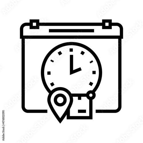 shipping delivery time line icon vector. shipping delivery time sign. isolated contour symbol black illustration