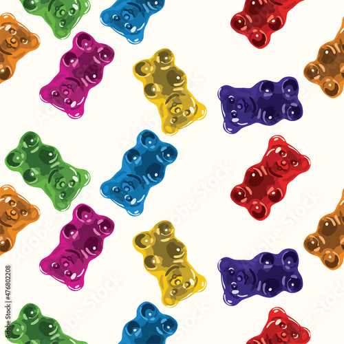 vector seamless gummy bear candies pattern