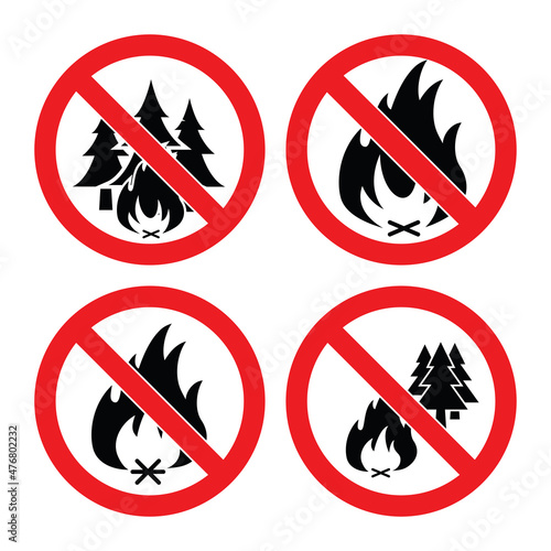 vector collection of no forest fire icons