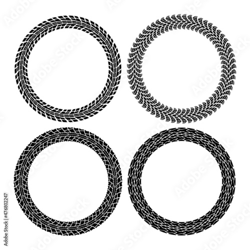 vector set of round tire tracks