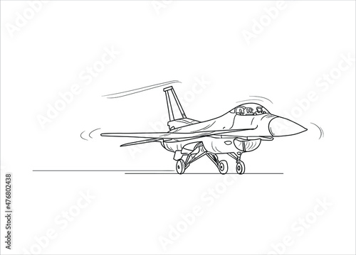 Air Plane Drawing line art vector illustration for coloring book. Cartoon Aeroplane drawing for coloring book for kids and children. Sketch art drawing for colouring book. Fighter jet and Helicopter. 