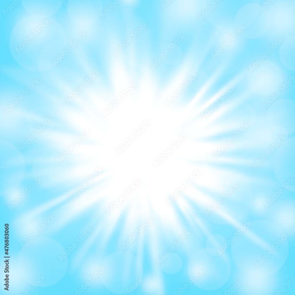 Abstract blue and white sunburst, Explosion, Sunlight, and effect star bright bokeh background. Abstract blue and white sunburst, Explosion, Sunlight, and effect star bright bokeh background.