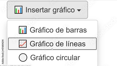 Spanish. Cursor Slides Over and Clicks Insert Line Chart in Spreadsheet. Mouse Pointer on Device Computer Monitor Screen Clicking Add Curve Plot Graph on Worksheet File For Company Business