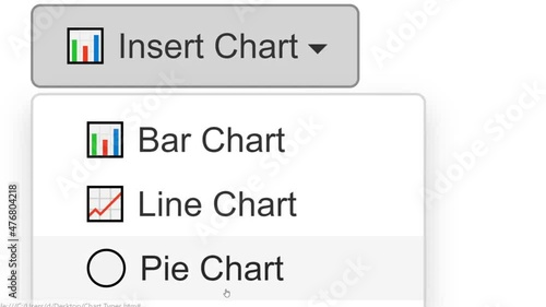 Cursor Slides Over and Clicks Insert Pie Chart in Spreadsheet. Mouse Pointer on Device Computer Monitor Screen Clicking Add Circle Graph on Worksheet File For Company Business Assignment