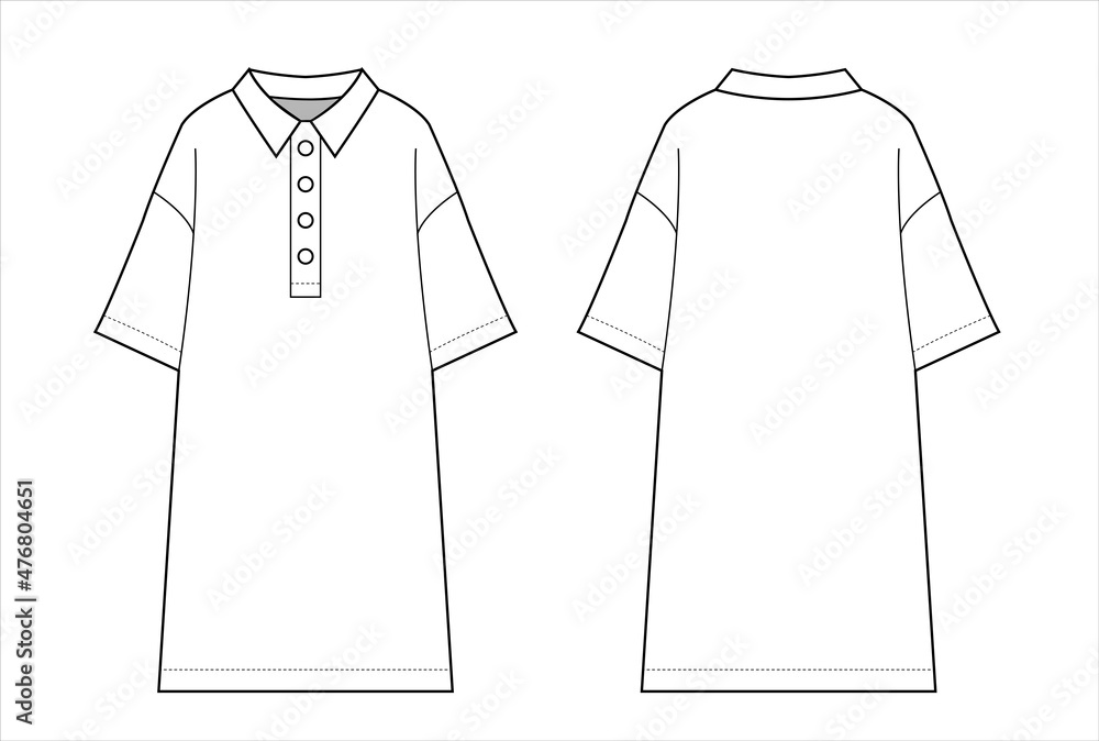 Ladies oversized long polo shirt template Ladies oversized long polo shirt template