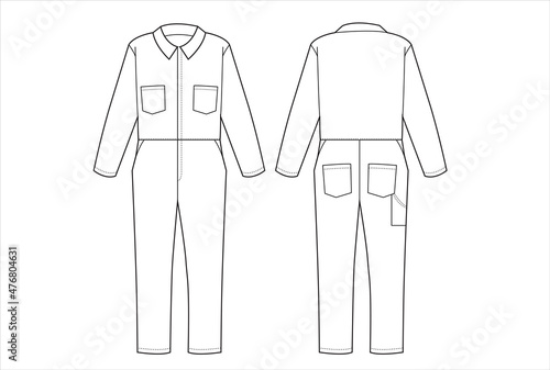 Jumpsuit sketch for ladies vector template