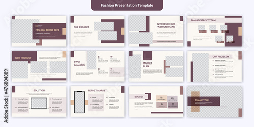 Fashion minimal slides presentation background template. business presentation template.