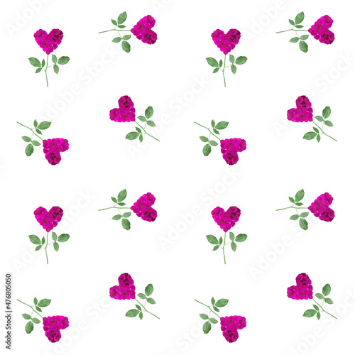 Flowers in the shape of hearts made of rose petals