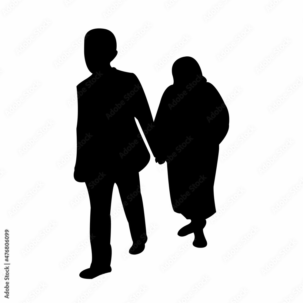 two people walking bodies, silhouette vector