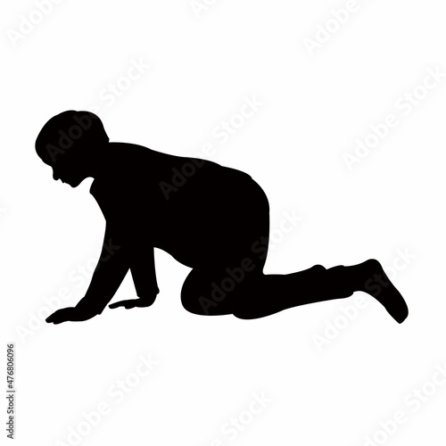 a boy crawling body silhouette vector