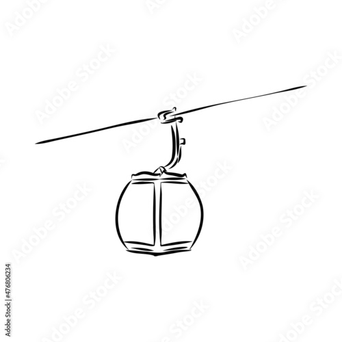Cable car graphic mountain black white landscape sketch illustration vector