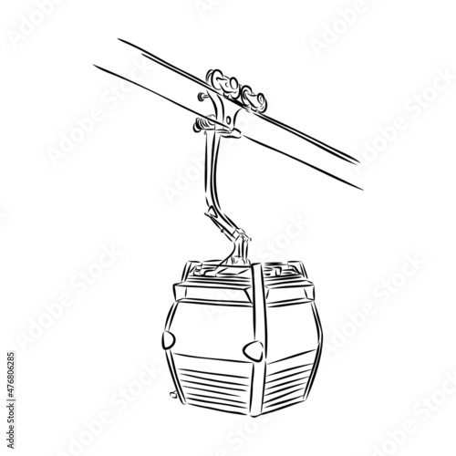 Cable car graphic mountain black white landscape sketch illustration vector