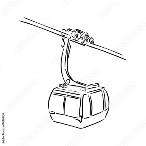 Cable car graphic mountain black white landscape sketch illustration vector
