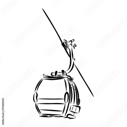 Cable car graphic mountain black white landscape sketch illustration vector
