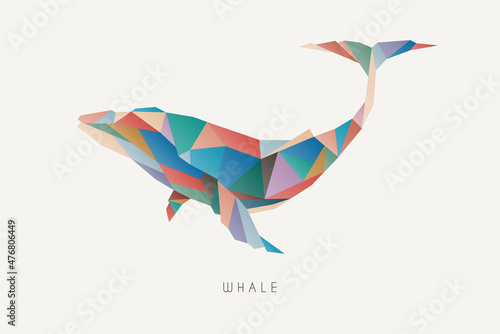Polygon whale. Low poly animal. Geometric logo icon. Triangle graphic