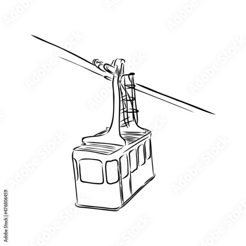 Cable car graphic mountain black white landscape sketch illustration vector