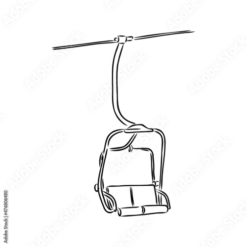 Cable car graphic mountain black white landscape sketch illustration vector